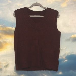 V Neck Brown Sweater Vest